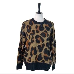 Band of Gypsies Leopard Fuzzy Oversize Crew Neck SweaterWomen's Size XS